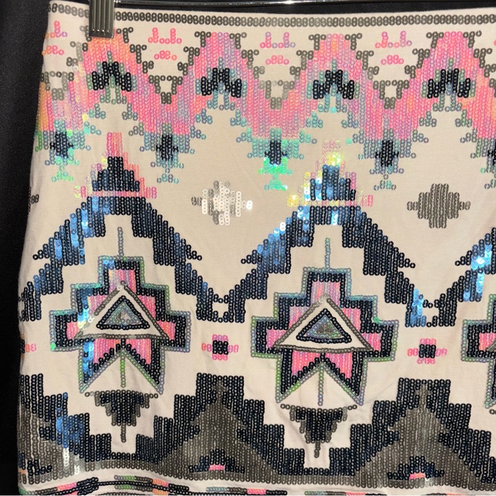 Y2k Express Aztec Print Sequin Iridescent Mini Sk… - image 4